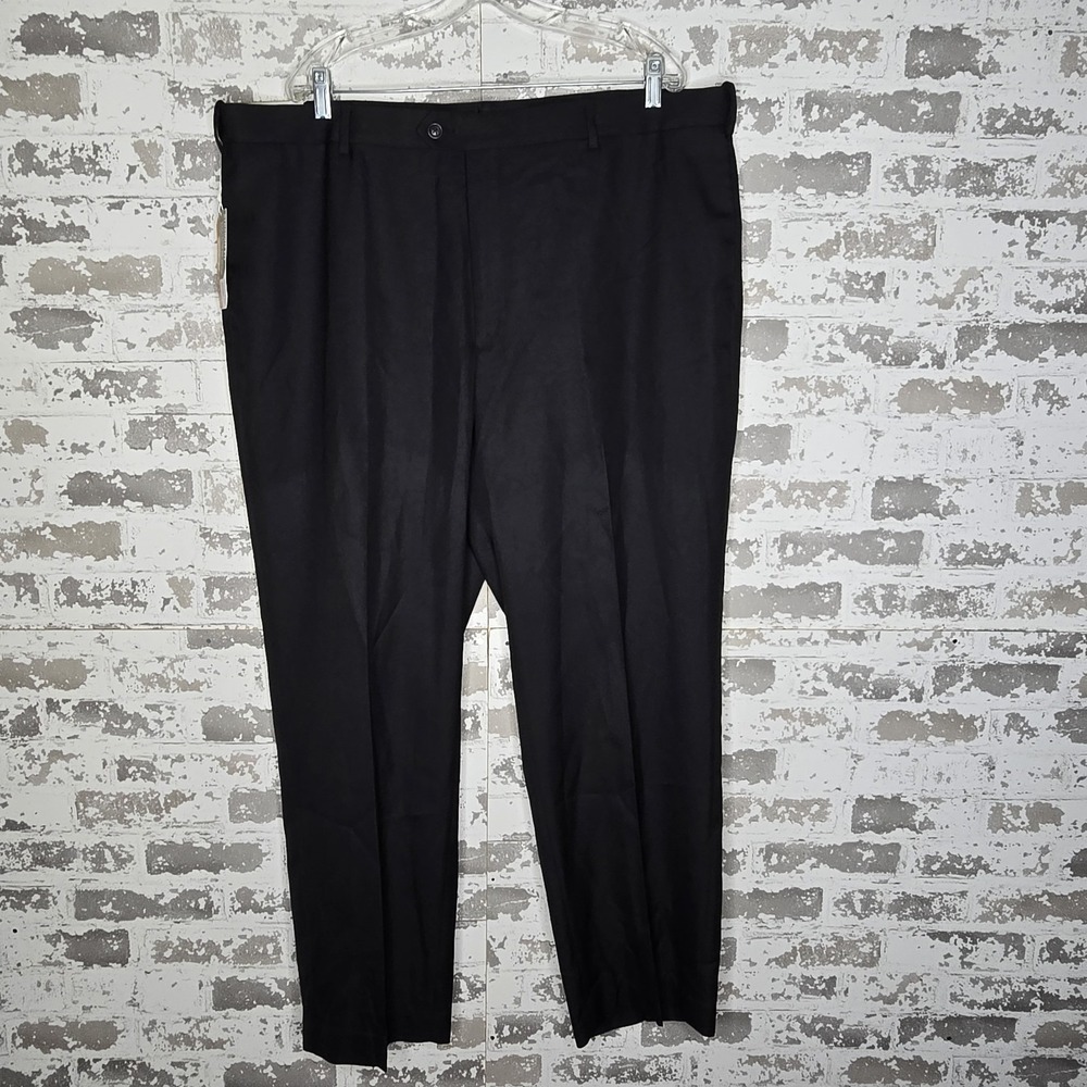 NEW Savane Dress Pants Mens‎ 44x30 Black Sharkskin No Iron Performance Straight